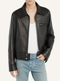 Blouson zippé en cuir - Black
