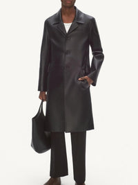 Manteau à boutons en cuir