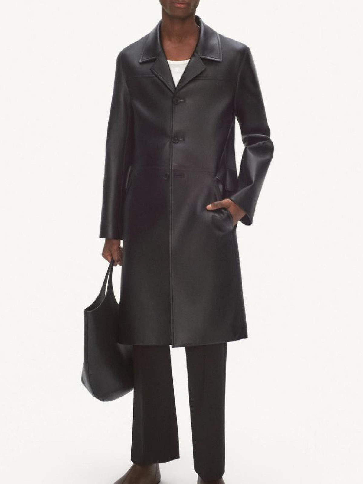 Manteau à boutons en cuir