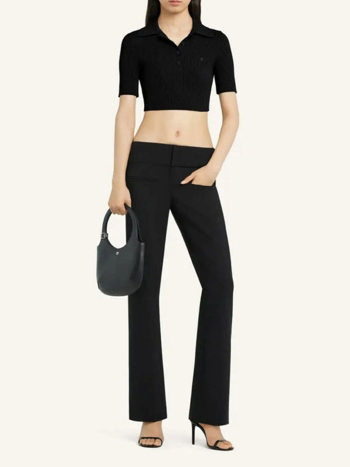 Polo court en maille - Black