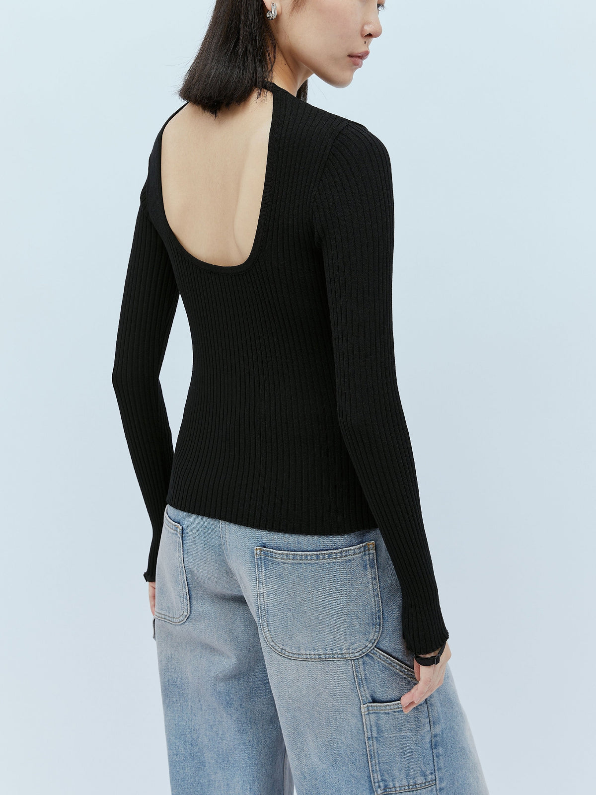 Pull iconique poignets élastiques en maille côtelé - Black