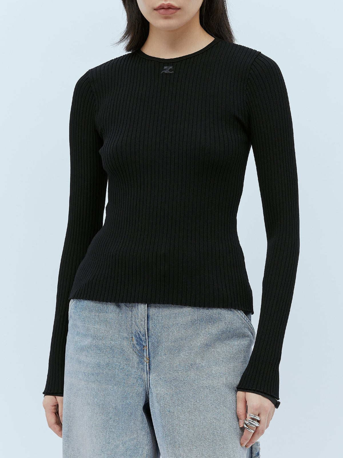 Pull iconique poignets élastiques en maille côtelé - Black