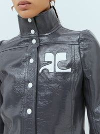 Blouson iconique logo poitrine en vinyle - Steel Grey
