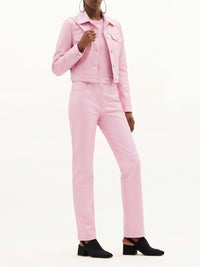 Pantalon droit à cinq poches en vinyle - Rose