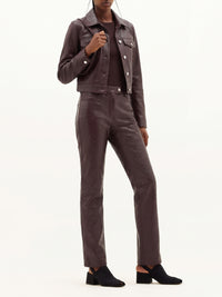 Pantalon droit à cinq poches en vinyle - Burgundy