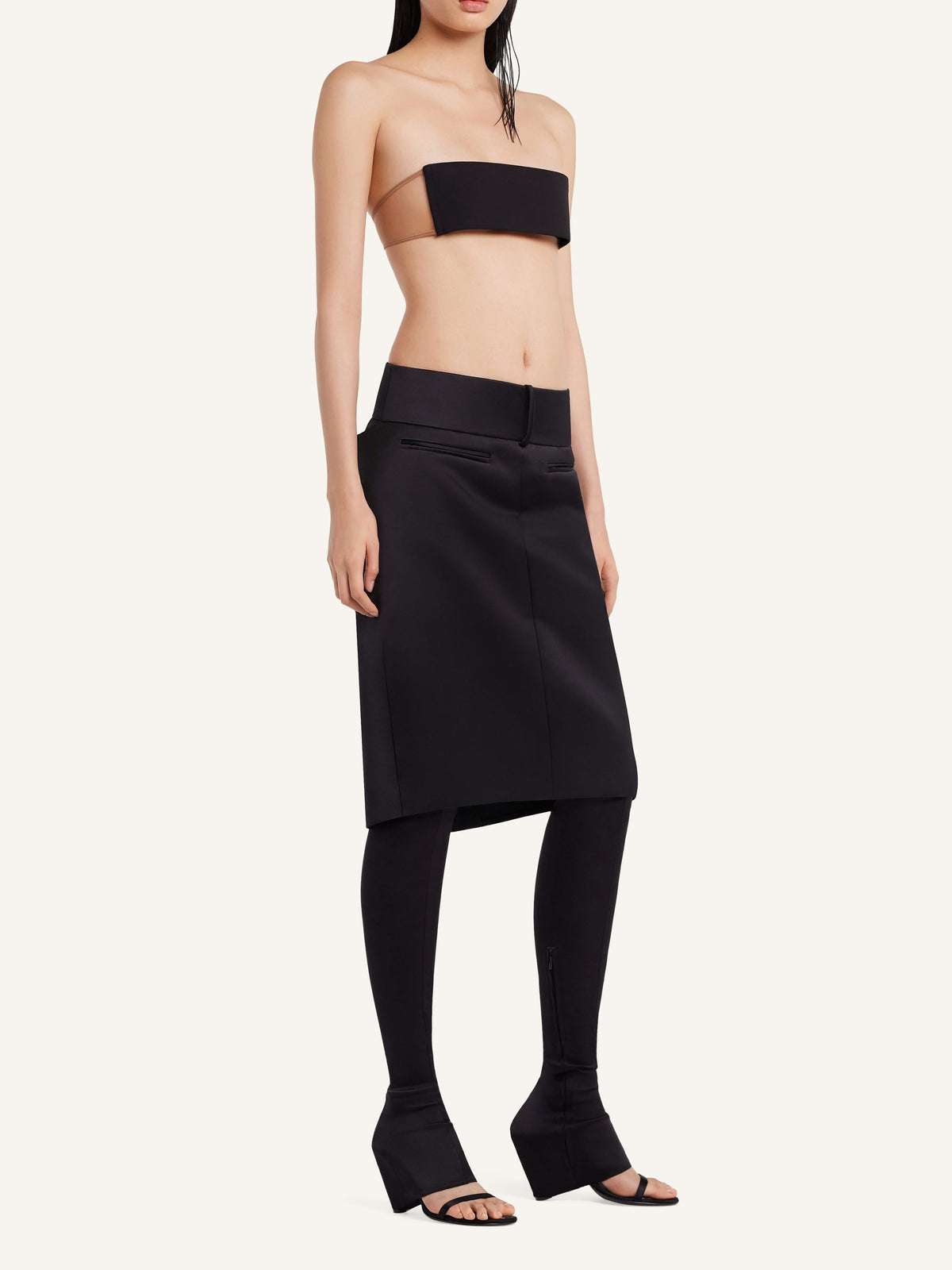 Jupe Oblique en satin - Black