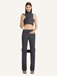 PRIX MARQUE : 190 / PANTALON BOOTCUT STRAP EN DENIM