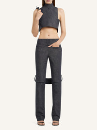 Pantalon bootcut Strap en denim - Dark Heather Grey