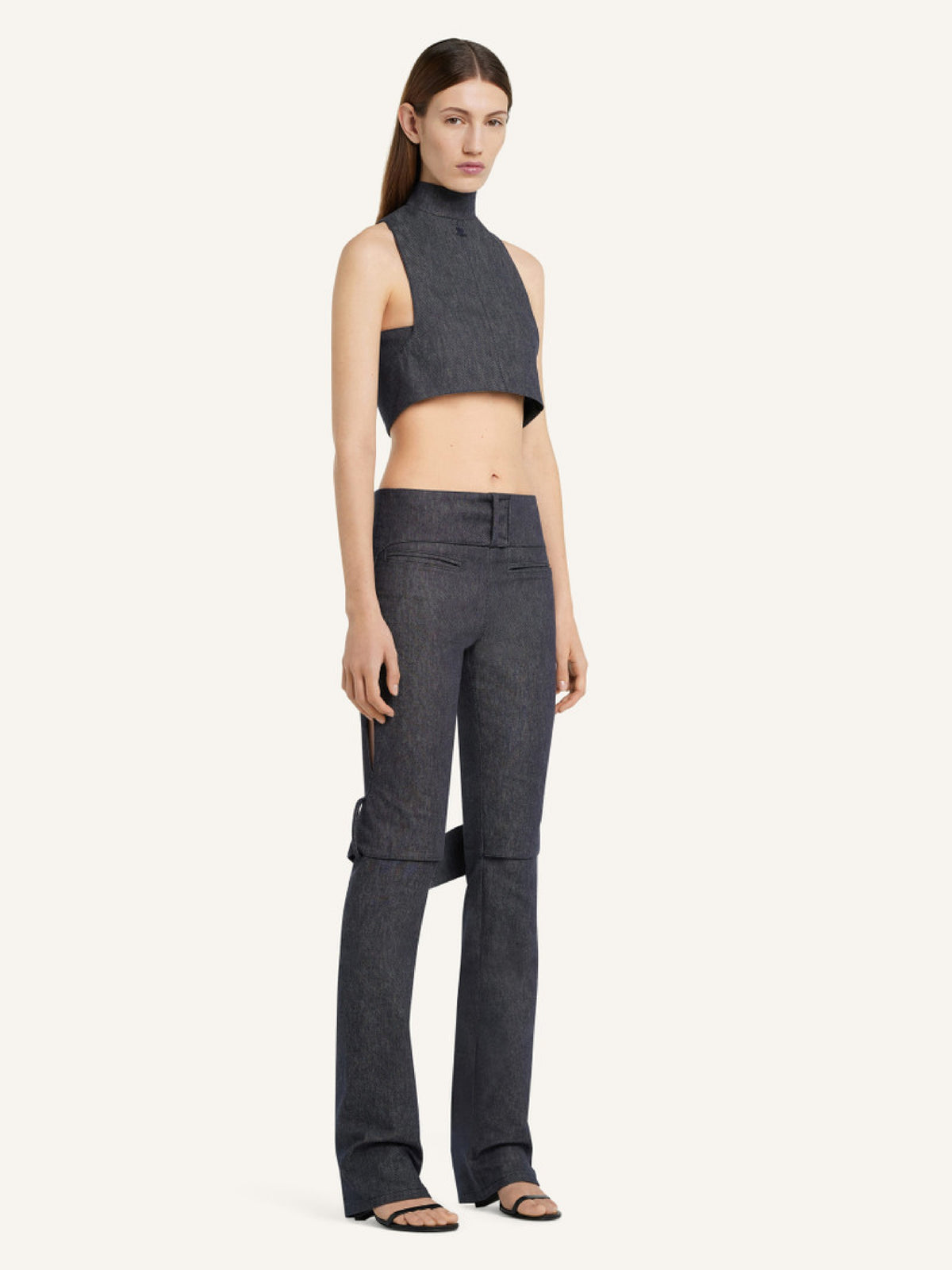 PRIX MARQUE : 190 / PANTALON BOOTCUT STRAP EN DENIM