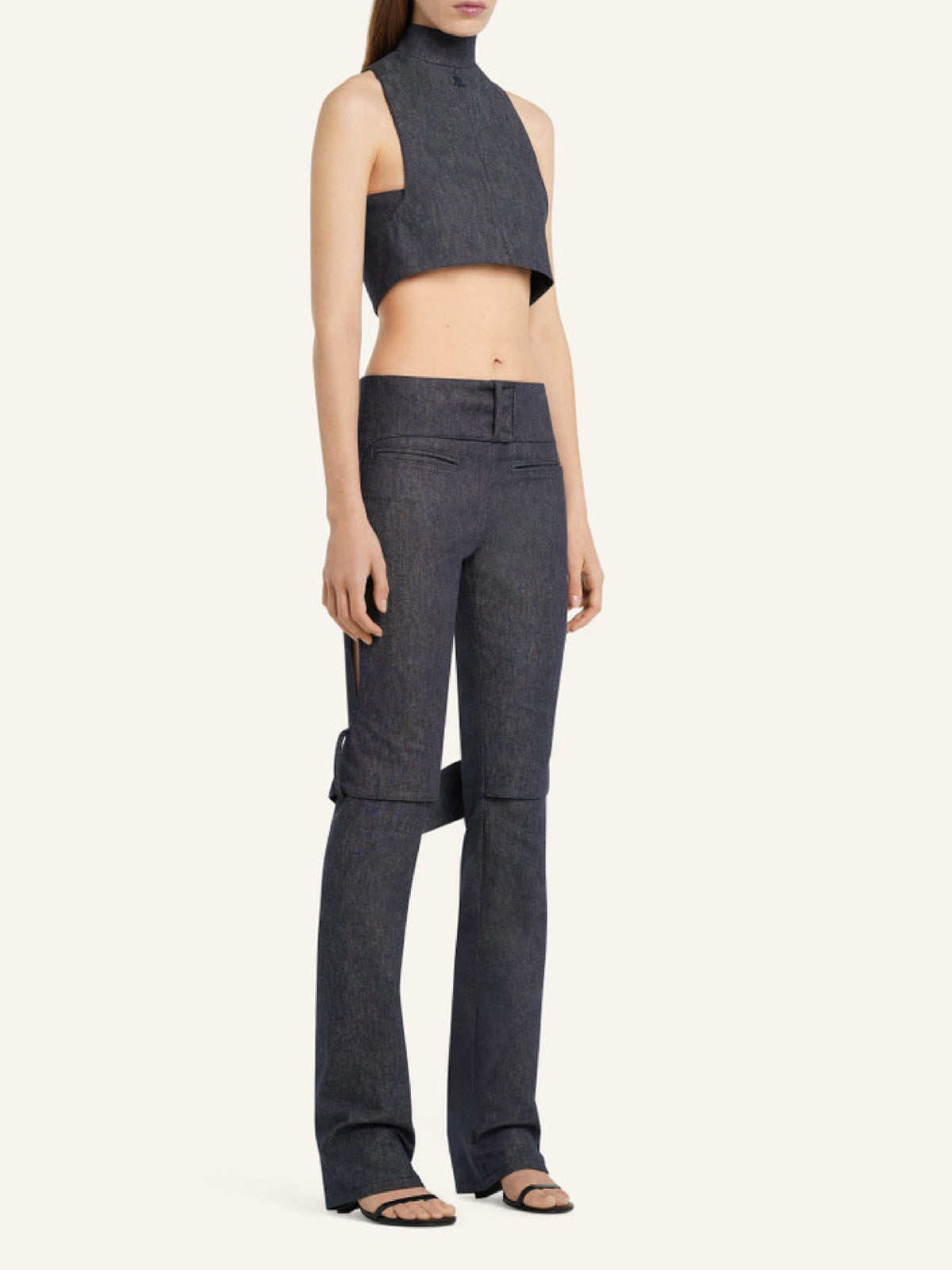 Pantalon bootcut Strap en denim - Dark Heather Grey