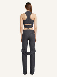 PRIX MARQUE : 190 / PANTALON BOOTCUT STRAP EN DENIM