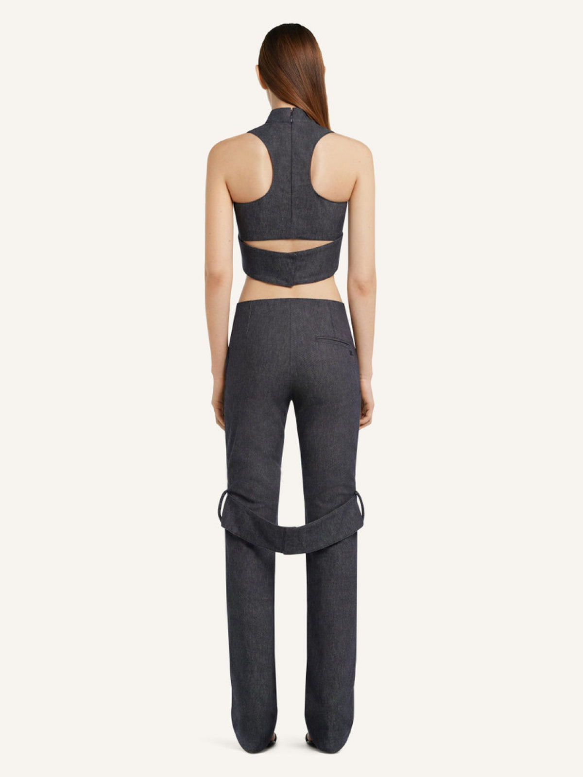 PRIX MARQUE : 190 / PANTALON BOOTCUT STRAP EN DENIM