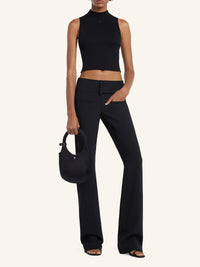 Top court col montant en maille - Black