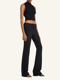 Top court col montant en maille - Black