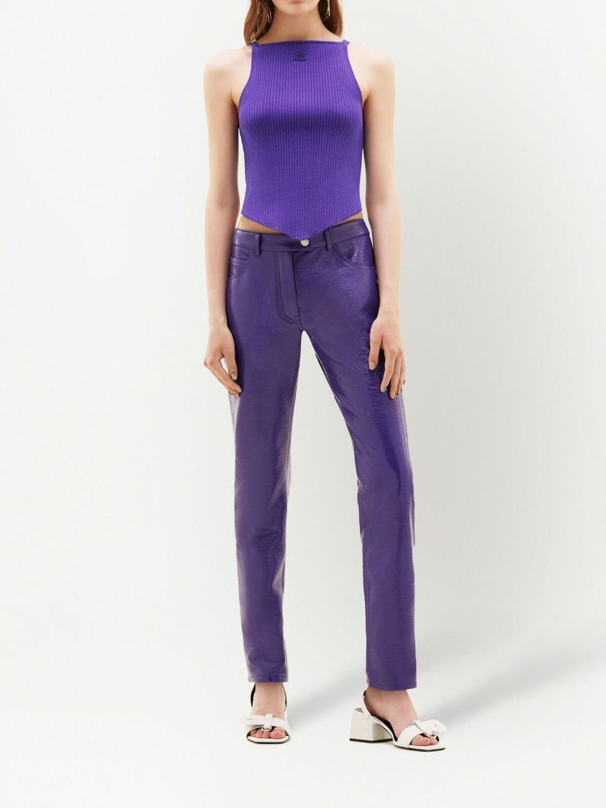 Pantalon 5 poches en vinyle - Burgundy