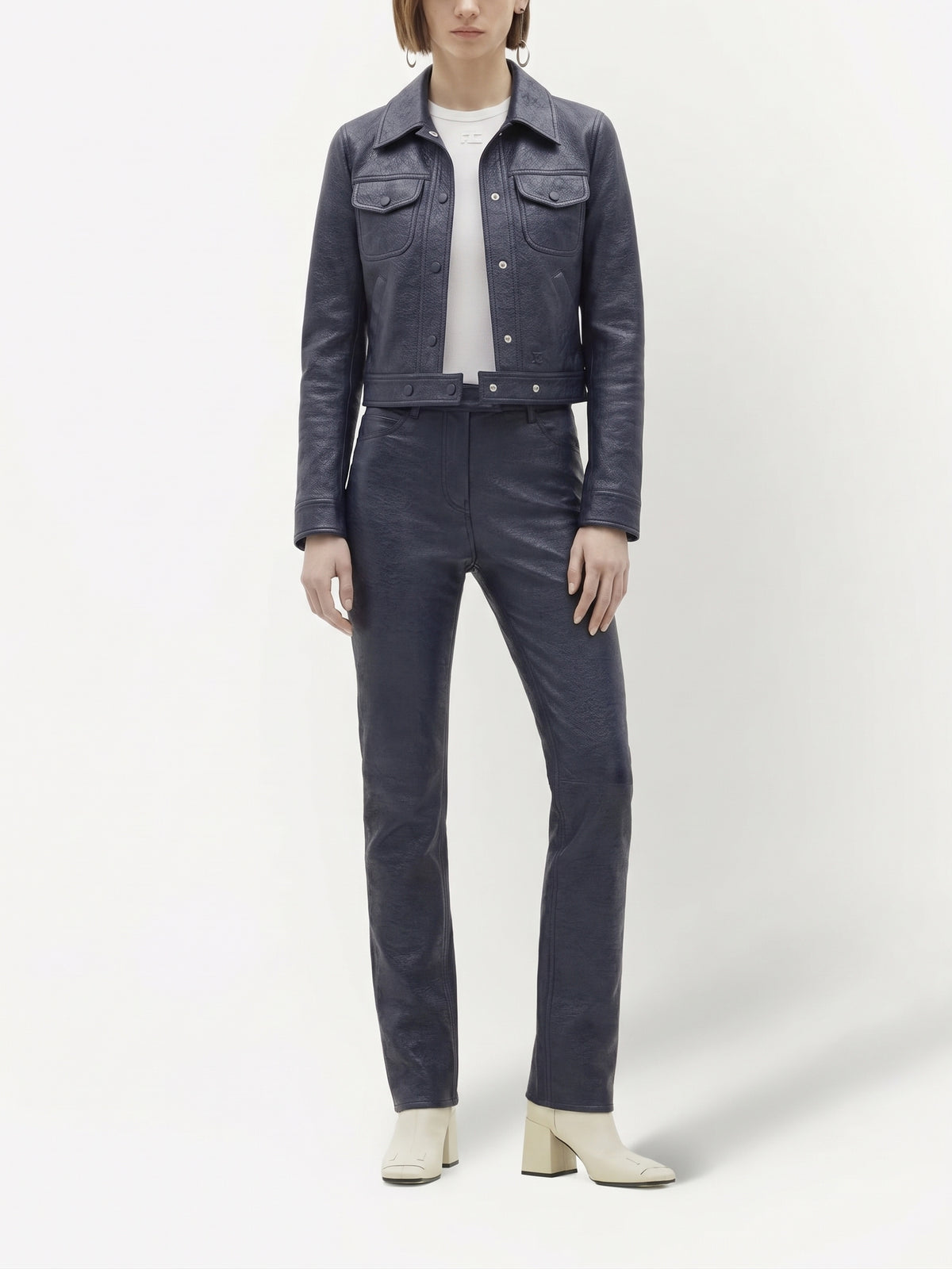 Pantalon 5 poches en vinyle - Navy