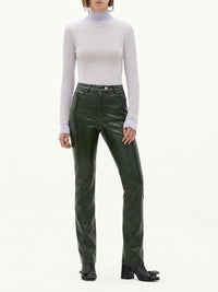 Pantalon droit en vinyle - Vert Fonce