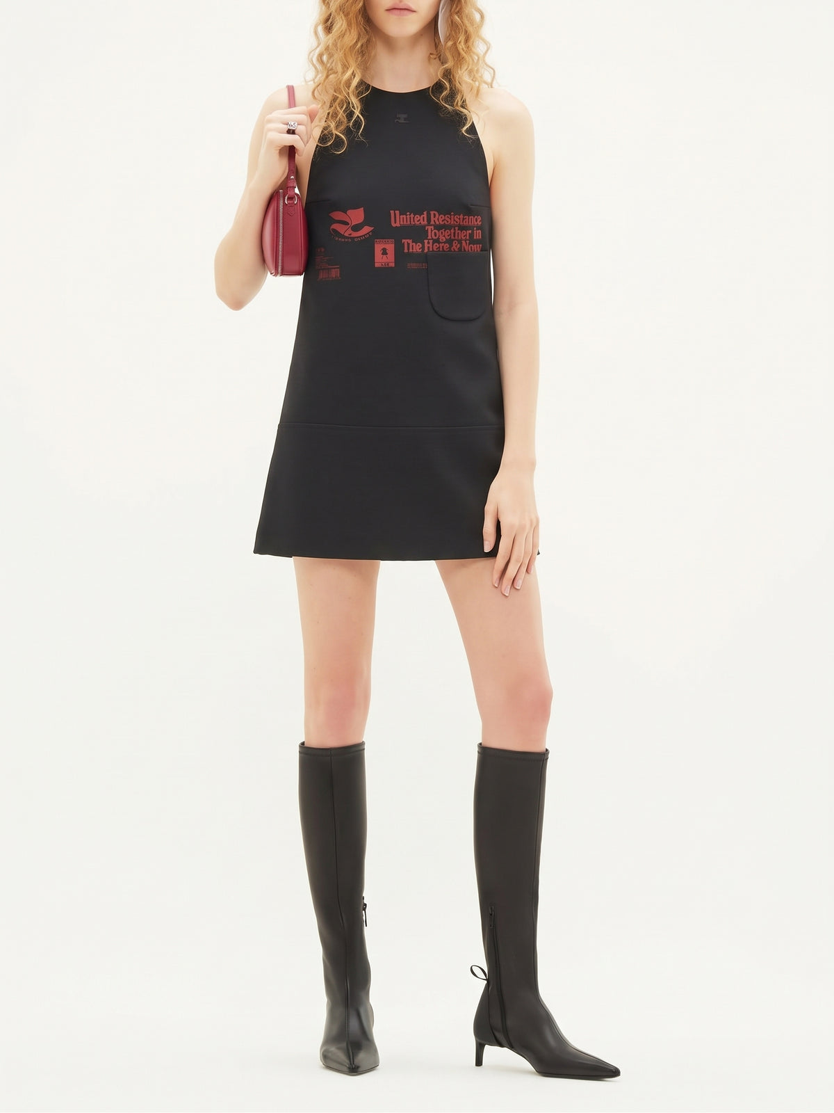 Robe imprimé sans manches en sergé - Black