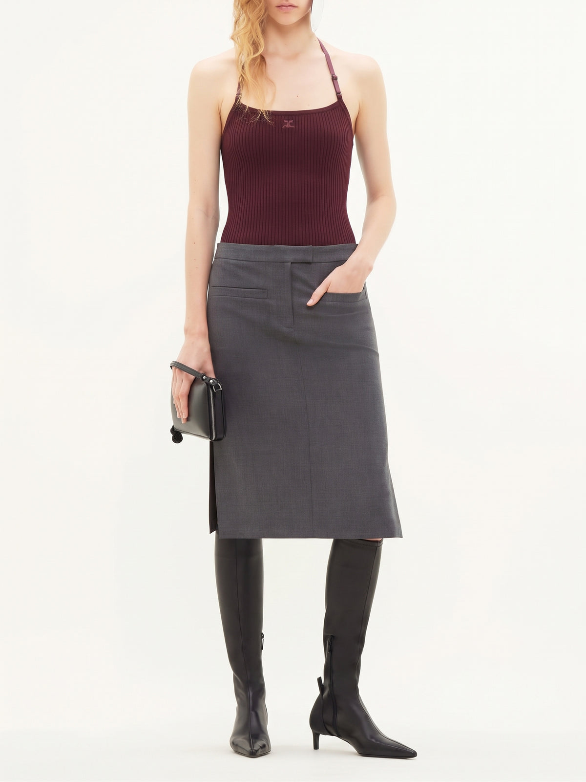 Top sans manches Strap en maille cotelée - Plum