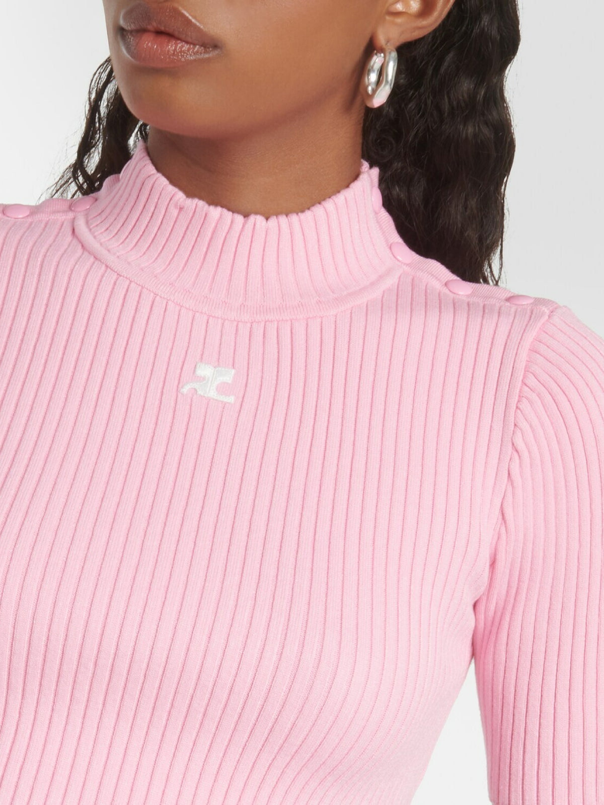 PRIX MARQUE : 100 / CROP SWEATER SHOULDER SNAPS RIB KNIT-XS