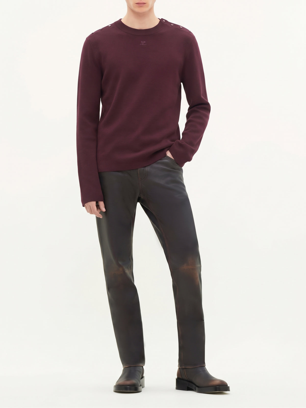 Pull iconique boutons-pression tricot milano - Plum