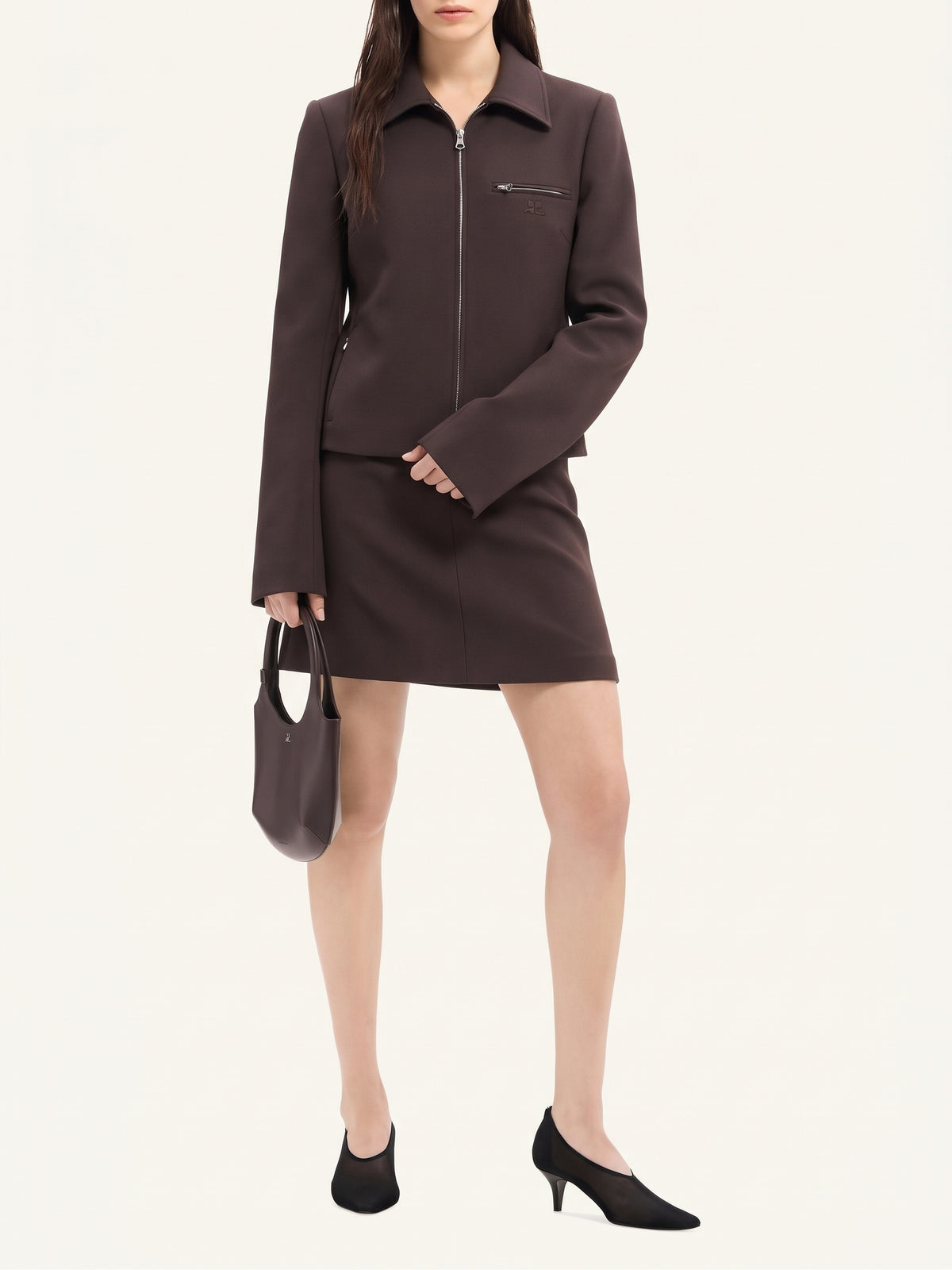 Veste zippée en twill - Mud Brown