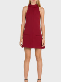 Sleeveless A-line twill dress - Garnet