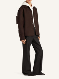 Manteau surchemise brodée en laine - Chocolate