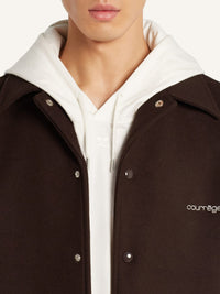 Manteau surchemise brodée en laine - Chocolate