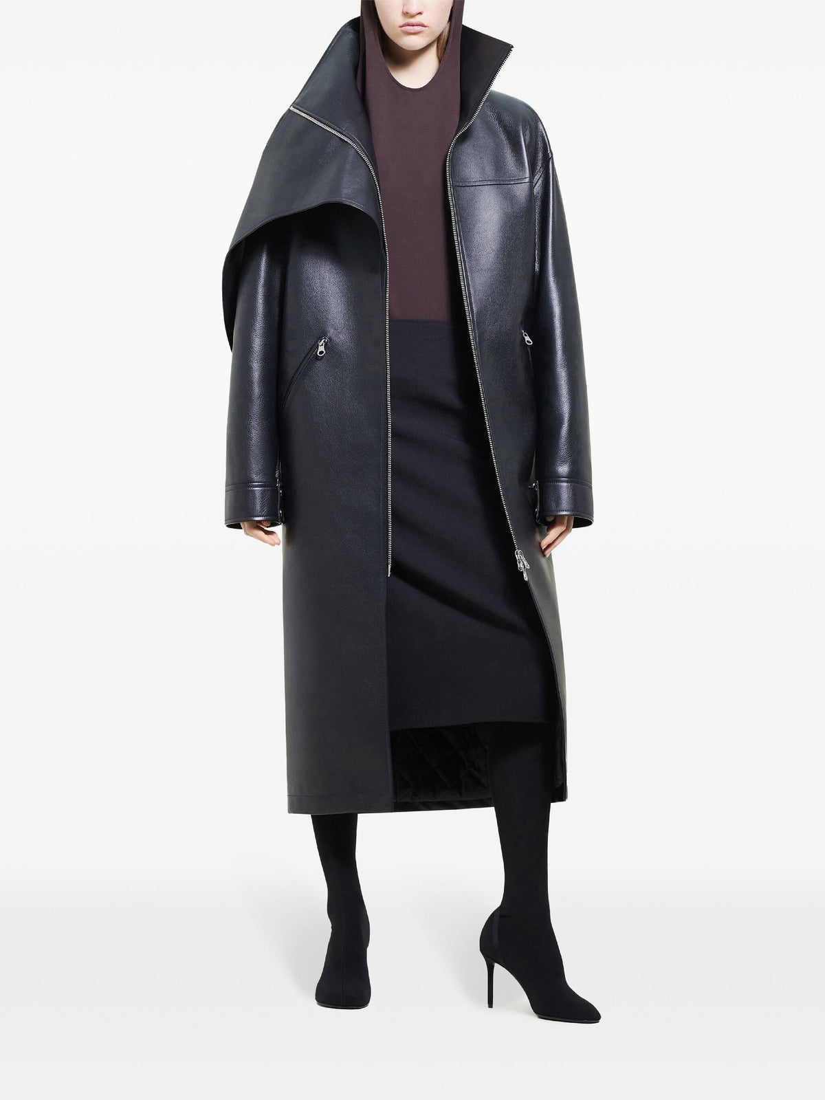 PRIX MARQUE : 1200 / MANTEAU OVERSIZE EN CUIR-S