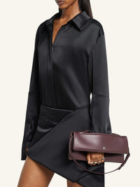 Fold satin mini skirt - Black