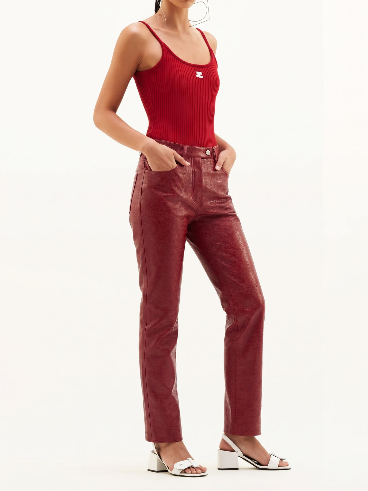 Pantalon 5 poches en vinyle - Red