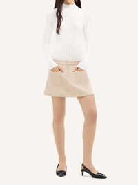 Twill mini skirt with 2 pockets - Sand