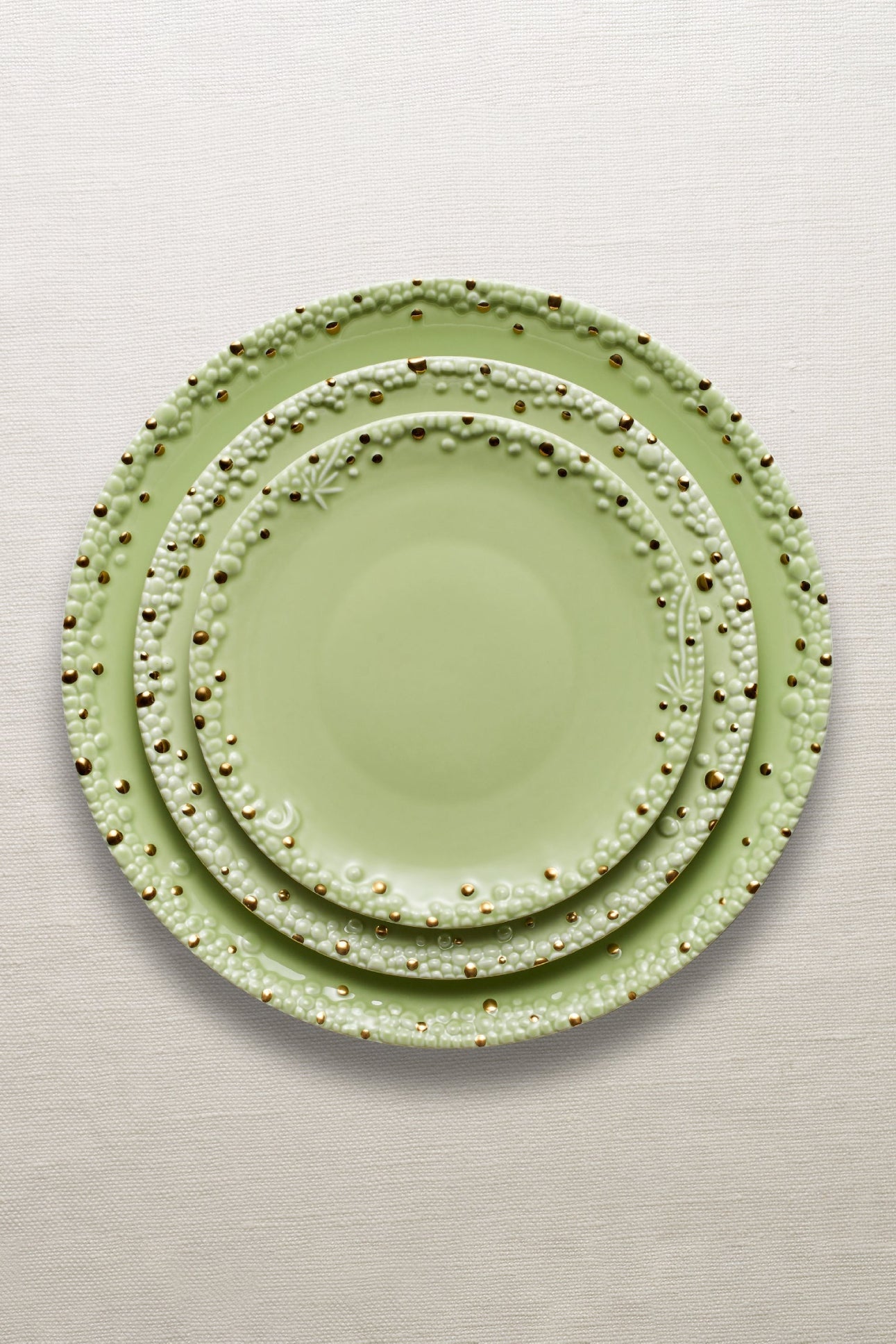 Assiette plate Mojave Haas Brothers en porcelaine - Vert & Or