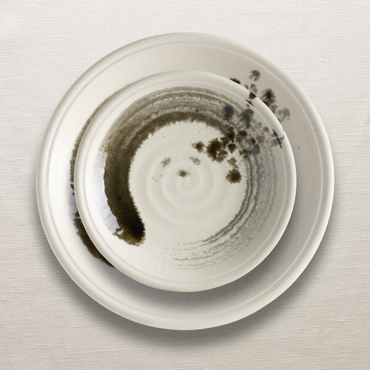 Assiette plate sumi brush - Grey