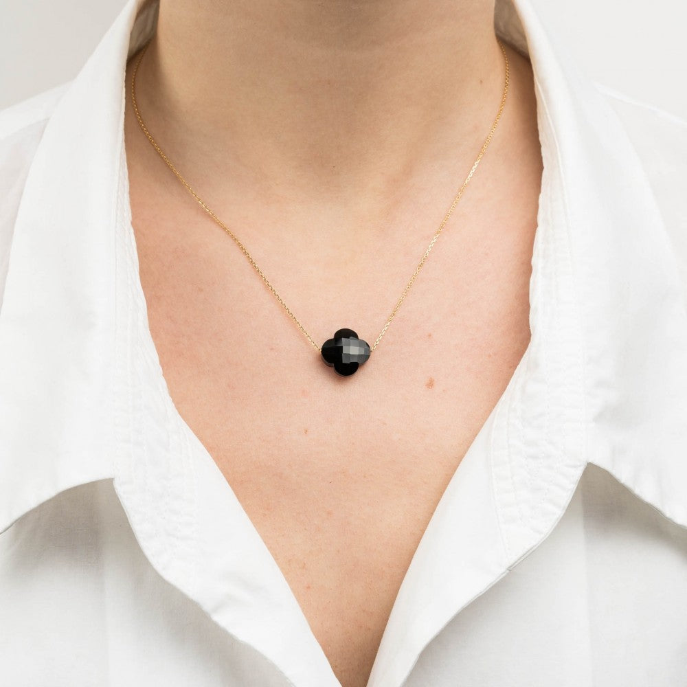 Collier Friandise en or blanc & Cornaline - Orange