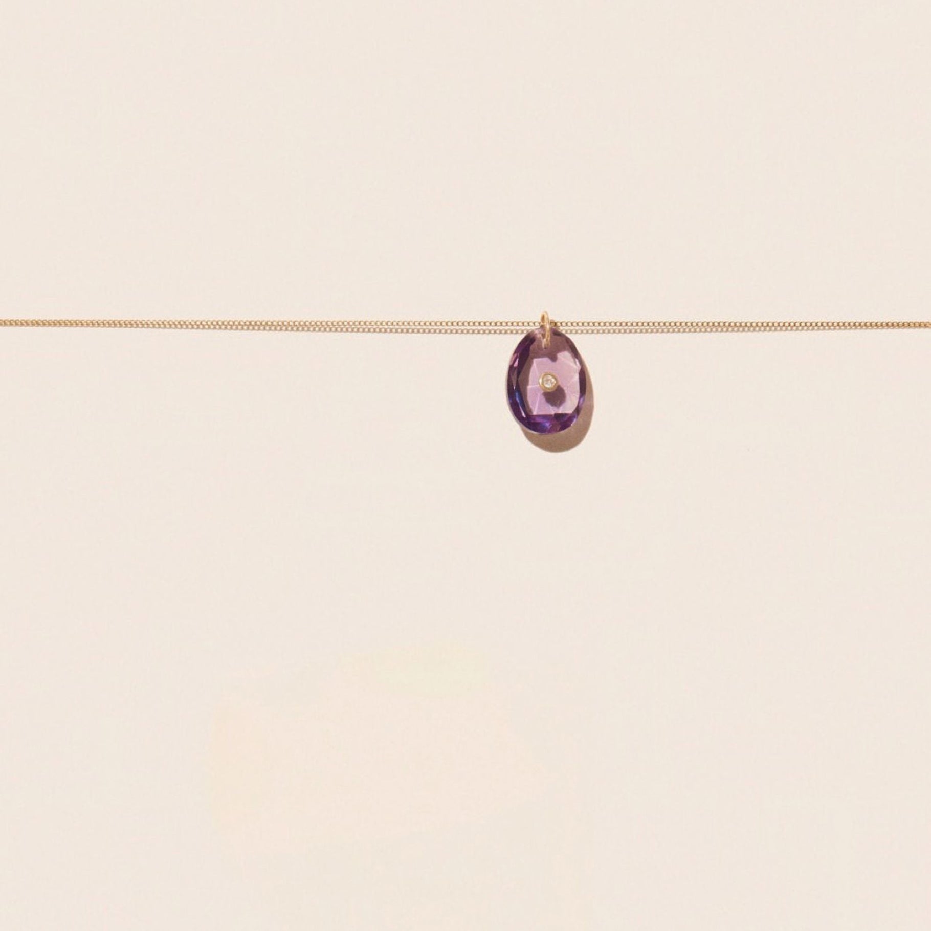 Collier Orso en or jaune avec diamant - Purple Amethyst