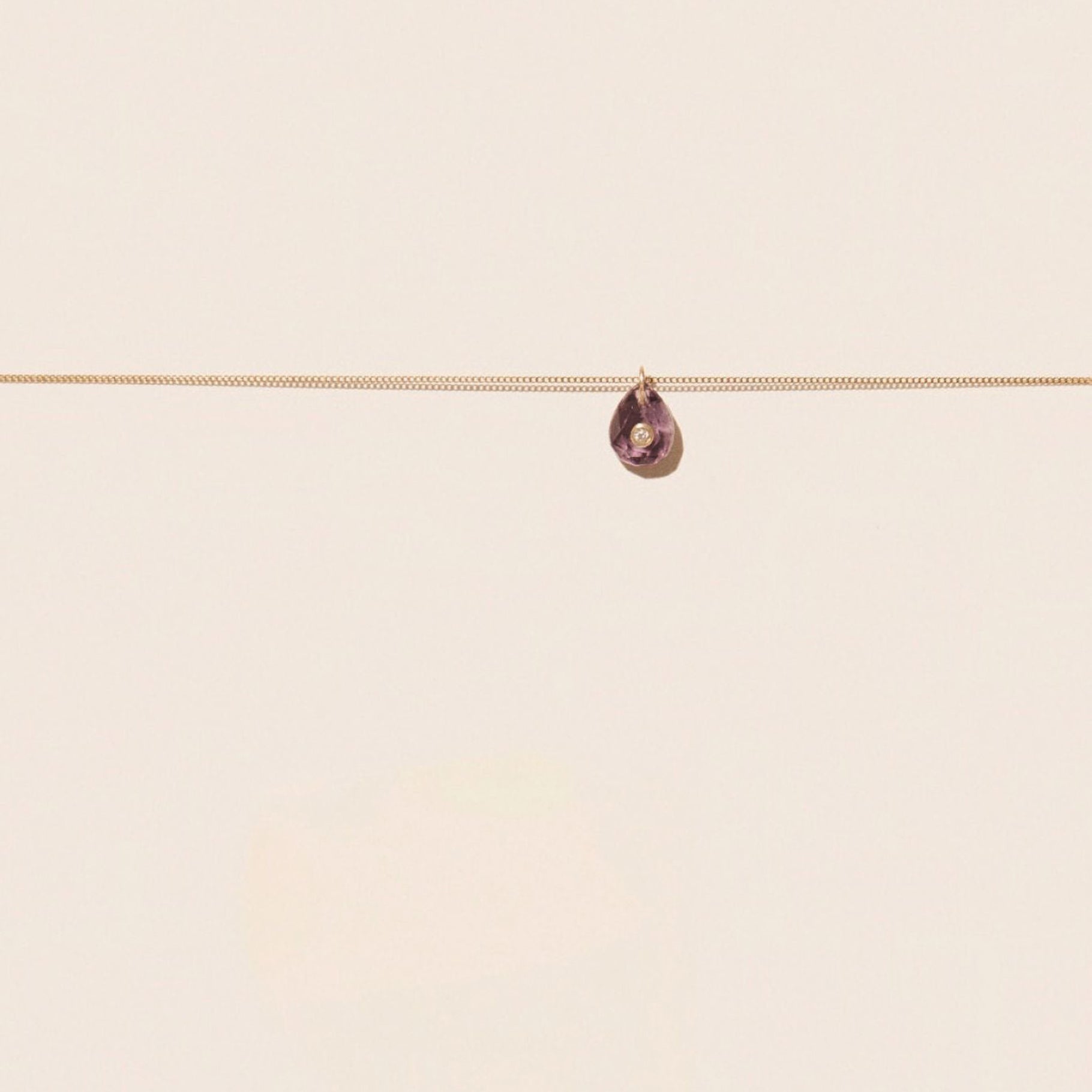 Collier Orso en or jaune avec diamant - Purple Amethyst