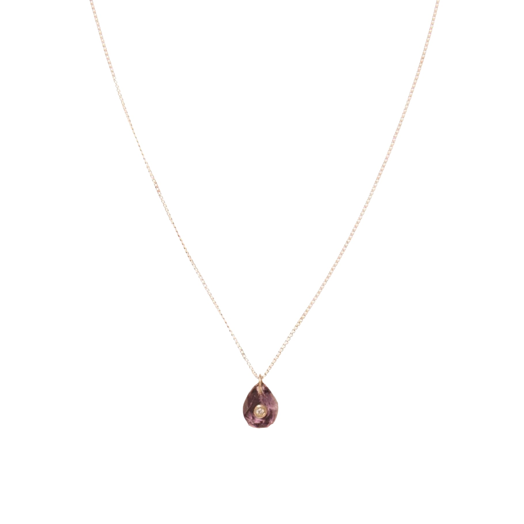 Collier Orso en or jaune avec diamant - Purple Amethyst