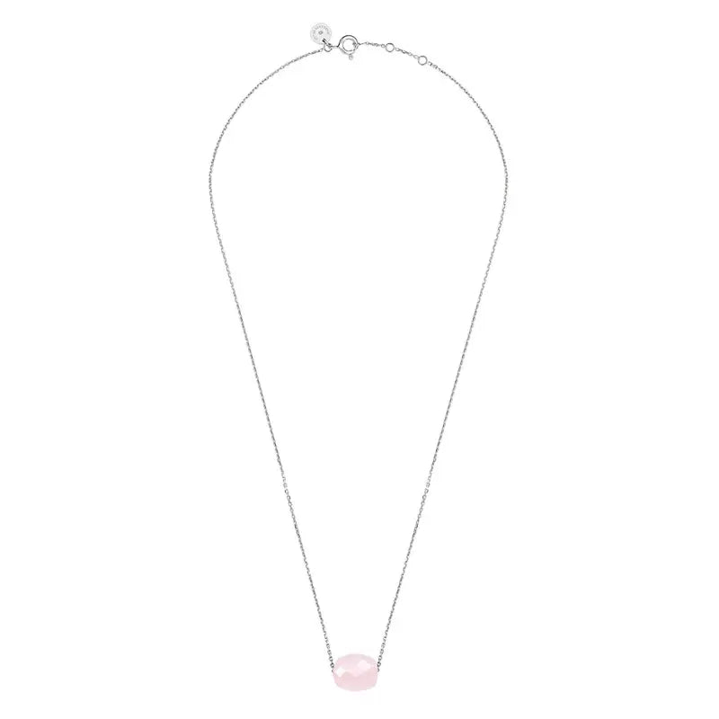 Collier Friandise en or blanc & Quartz - Rose