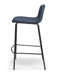 Chaise de bar Monza en cuir - Bleu marine et Noir