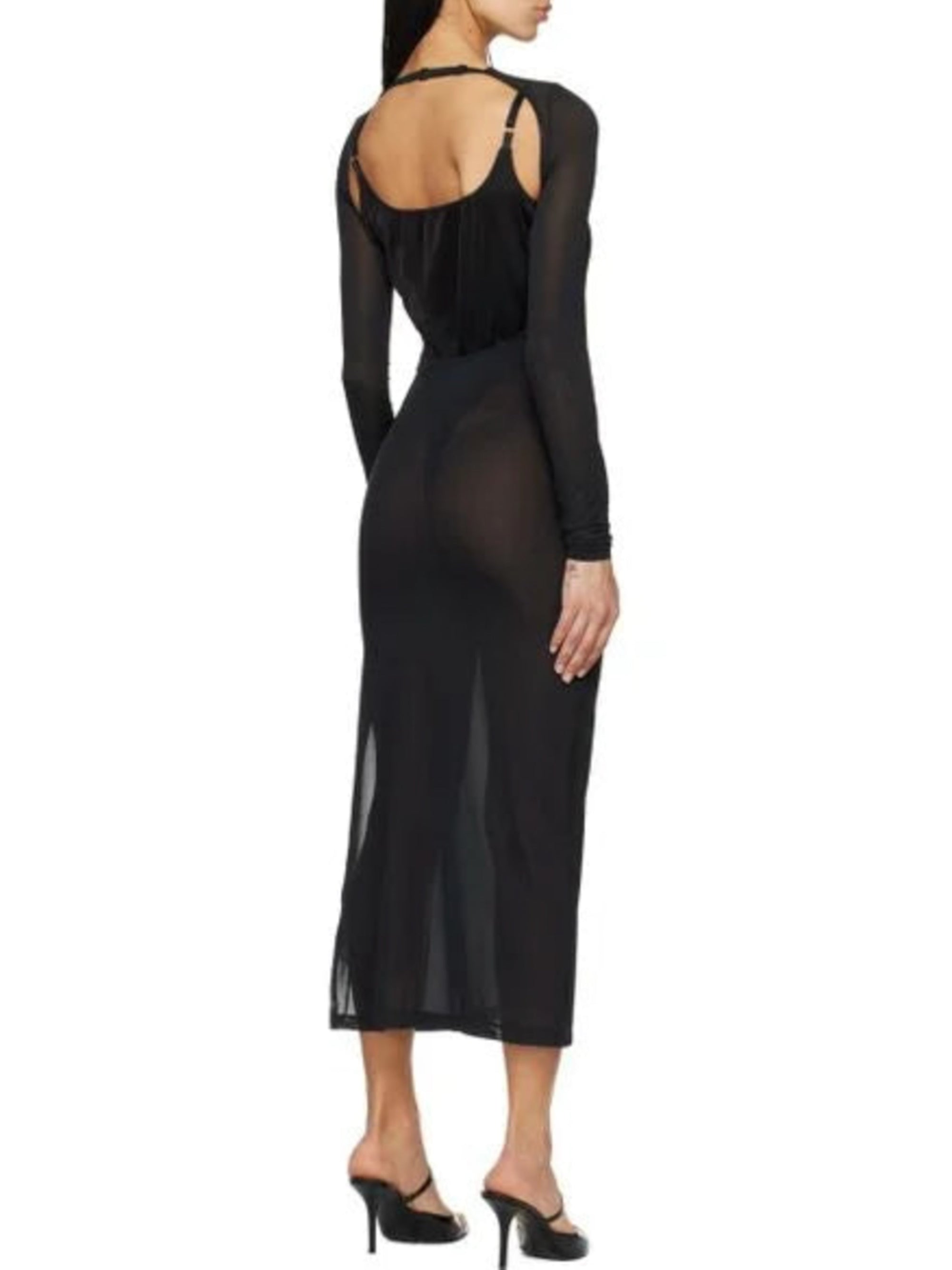 22pcs RELIQUAT 250€ / Robe longue lingerie 2nd peau - Black