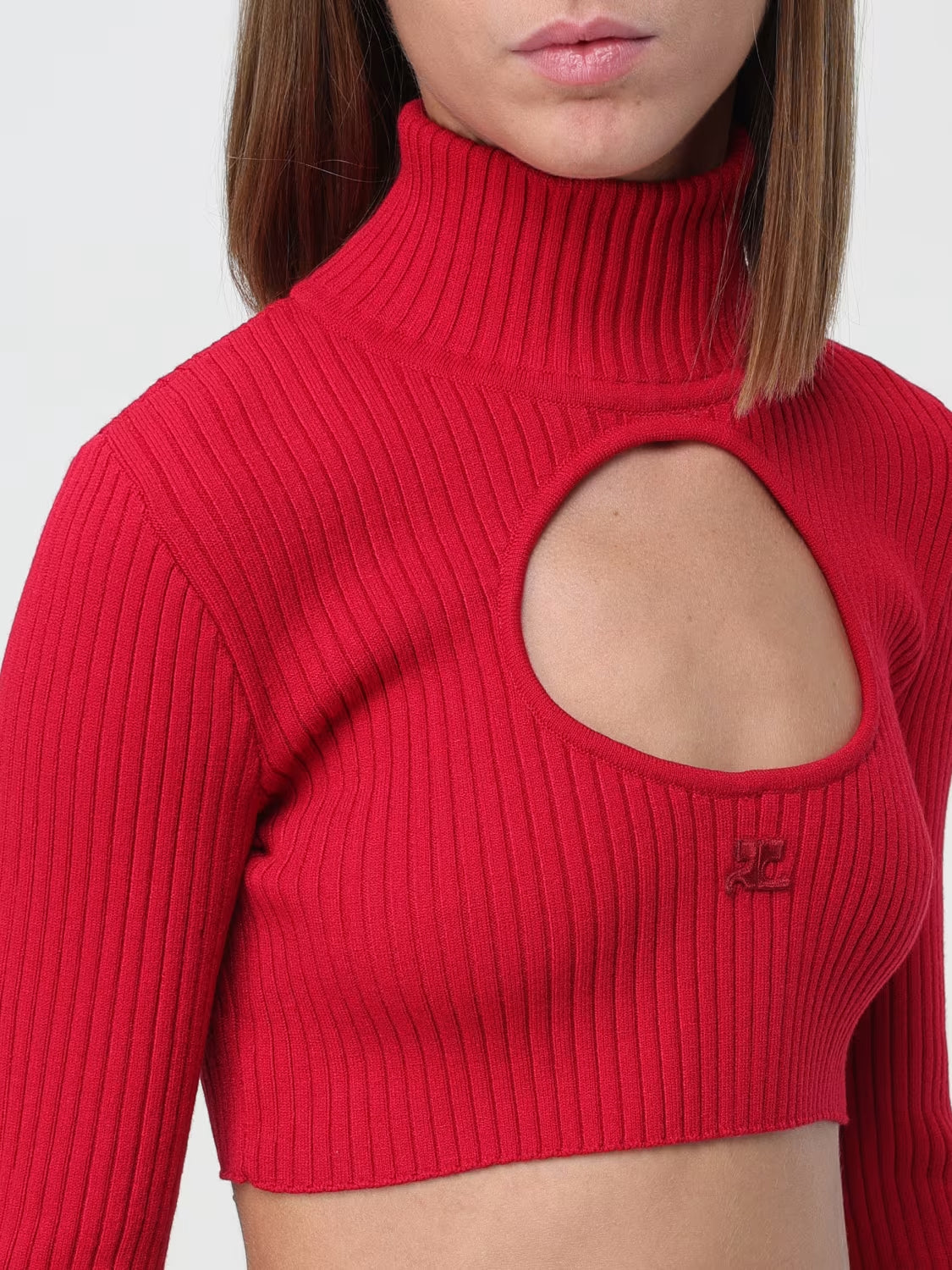 CIRCLE MOCKNECK RIB KNIT