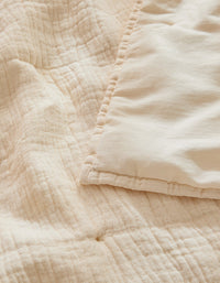 Quilted bedspread in washed cotton satin - Cream