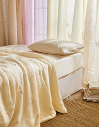 Quilted bedspread in washed cotton satin - Cream
