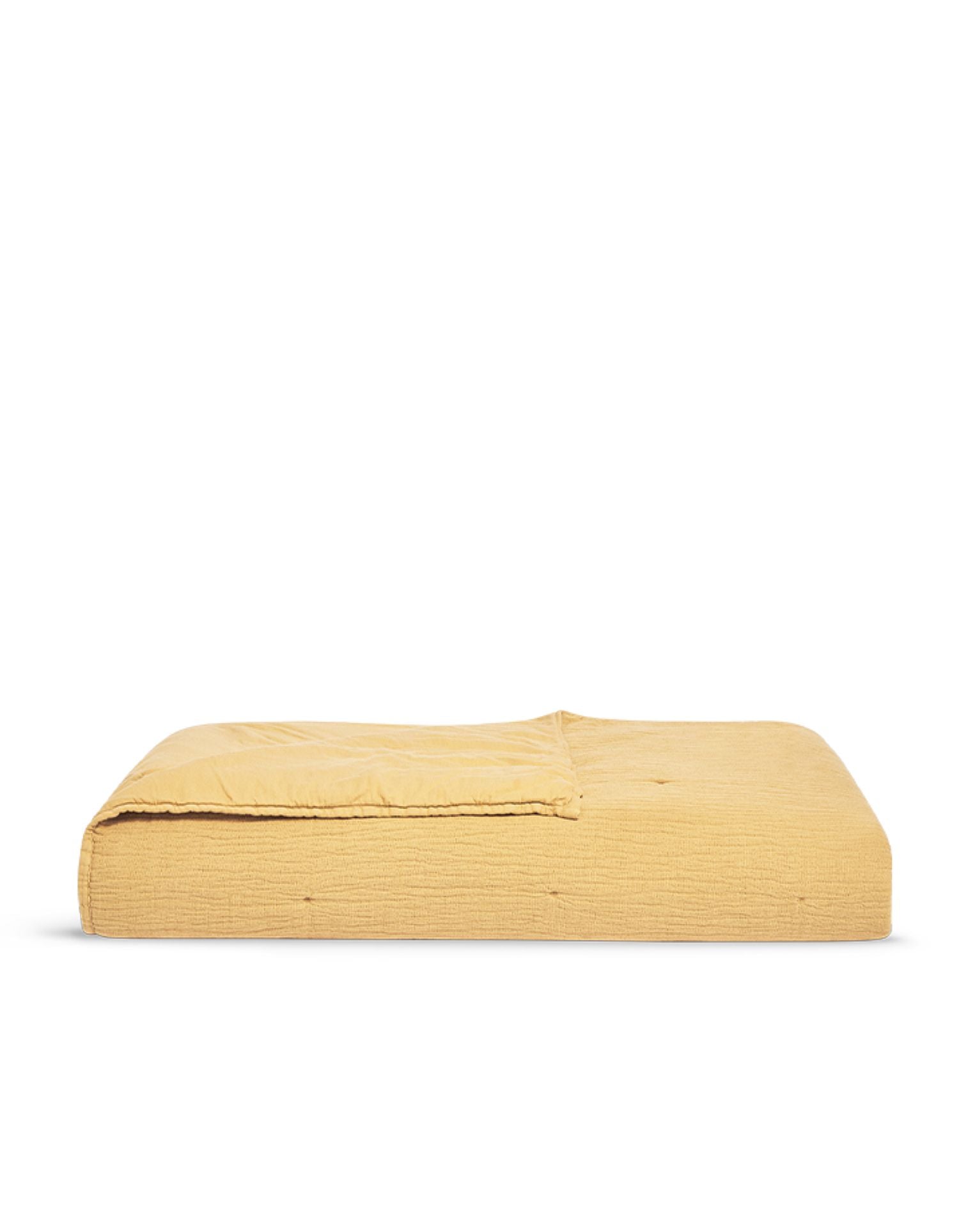 Couvre-lit matelassé en satin de coton lavé - Jaune