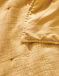 Couvre-lit matelassé en satin de coton lavé - Jaune