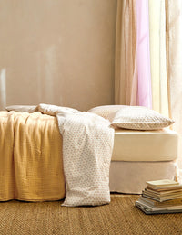 Couvre-lit matelassé en satin de coton lavé - Jaune