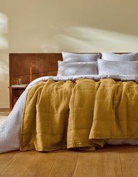 Couvre-lit matelassé en lin lavé - Jaune