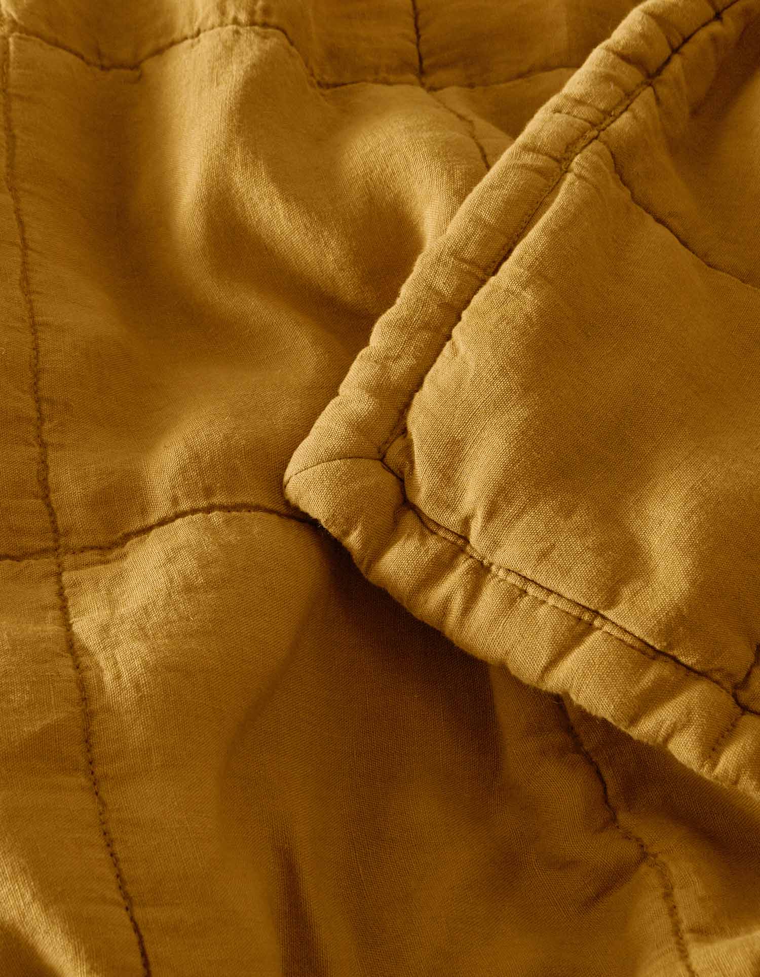 Couvre-lit matelassé en lin lavé - Jaune
